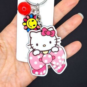 Hello kitty with polka-dot bow keychain charm accessory love gift idea